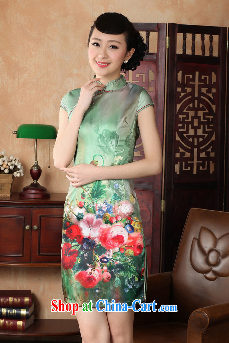 Kam-world, Sheung Shui Yue stamp flowers improved emulation Silk Cheongsam dress beauty and stylish lady mother with her dress summer retro women marry the code the pink M pictures, price, brand platters! Elections are good character, the national distribution, so why buy now enjoy more preferential! Health