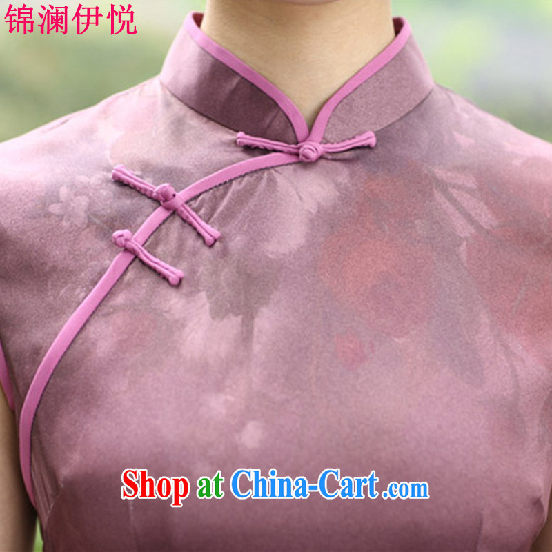 Kam-world, Sheung Shui Yue stamp flowers improved emulation Silk Cheongsam dress beauty and stylish lady with her mother, Ms. summer dress with retro women marry the code the pink M, Kam world, Yue, and shopping on the Internet