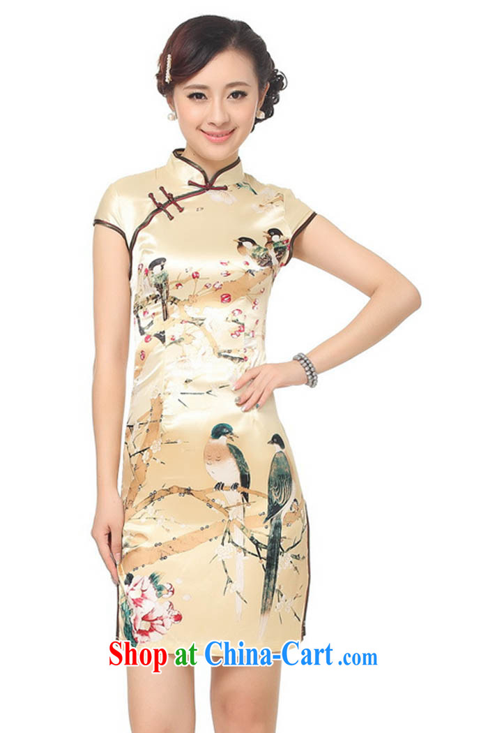 Summer 2015 new stylish new high celing is tight, for cultivating short-sleeved beige flower water ink printing and dyeing robes D 0197 gold 165/L pictures, price, brand platters! Elections are good character, the national distribution, so why buy now enjoy more preferential! Health
