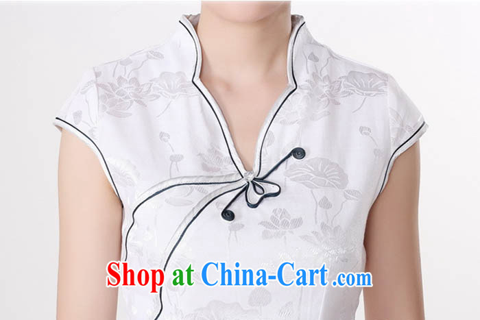 Capital city sprawl summer 2015 new stylish new cotton is a tight, short-sleeved light blue water the lotus beauty video back Chinese qipao D 0217 white 175/2 XL pictures, price, brand platters! Elections are good character, the national distribution, so why buy now enjoy more preferential! Health