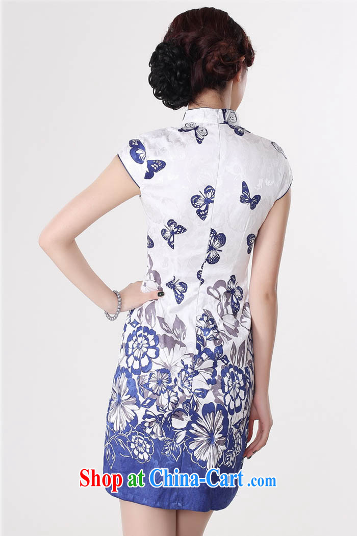 Summer 2015 new stylish new cotton Beauty Fashion is a tight, short-sleeved light Purple Butterfly flower Chinese qipao D 0220 blue stamp 165/L pictures, price, brand platters! Elections are good character, the national distribution, so why buy now enjoy more preferential! Health