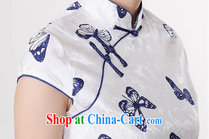 Summer 2015 new stylish new cotton Beauty Fashion is a tight, short-sleeved light Purple Butterfly flower Chinese qipao D 0220 blue stamp 165/L pictures, price, brand platters! Elections are good character, the national distribution, so why buy now enjoy more preferential! Health