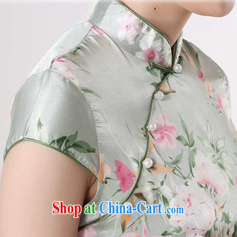 Summer 2015 new stylish new damask is a tight, short-sleeved style beauty retro flowers stamp cheongsam J 5133 light green 165/L, capital city sprawl, shopping on the Internet
