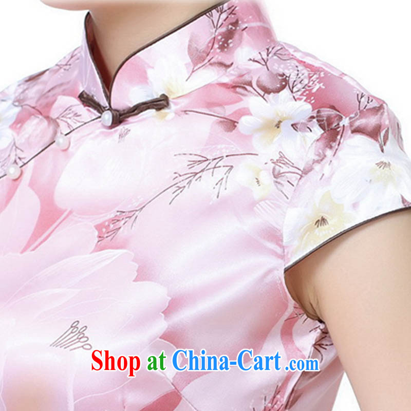 Summer 2015 new stylish new damask is a hard-pressed, for cultivating short-sleeved fresh Peony stamp cheongsam J 5135 pink stamp 175/2 XL, capital city sprawl, shopping on the Internet