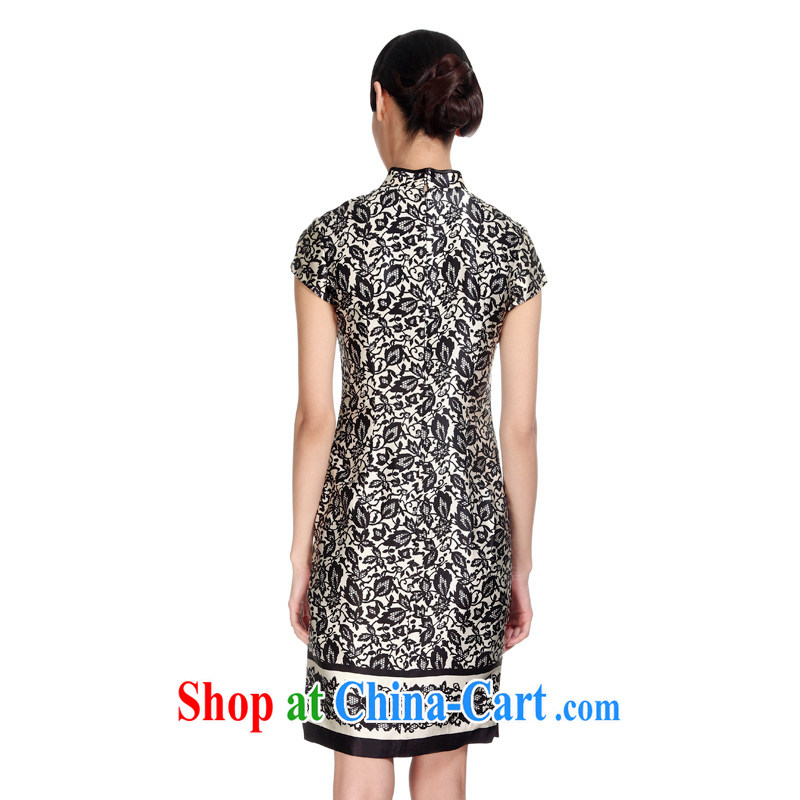 Wood is really the 2015 New Silk stamp improved cheongsam dress beauty Silk Dresses 11,548 01 black XXL, wood really has, shopping on the Internet