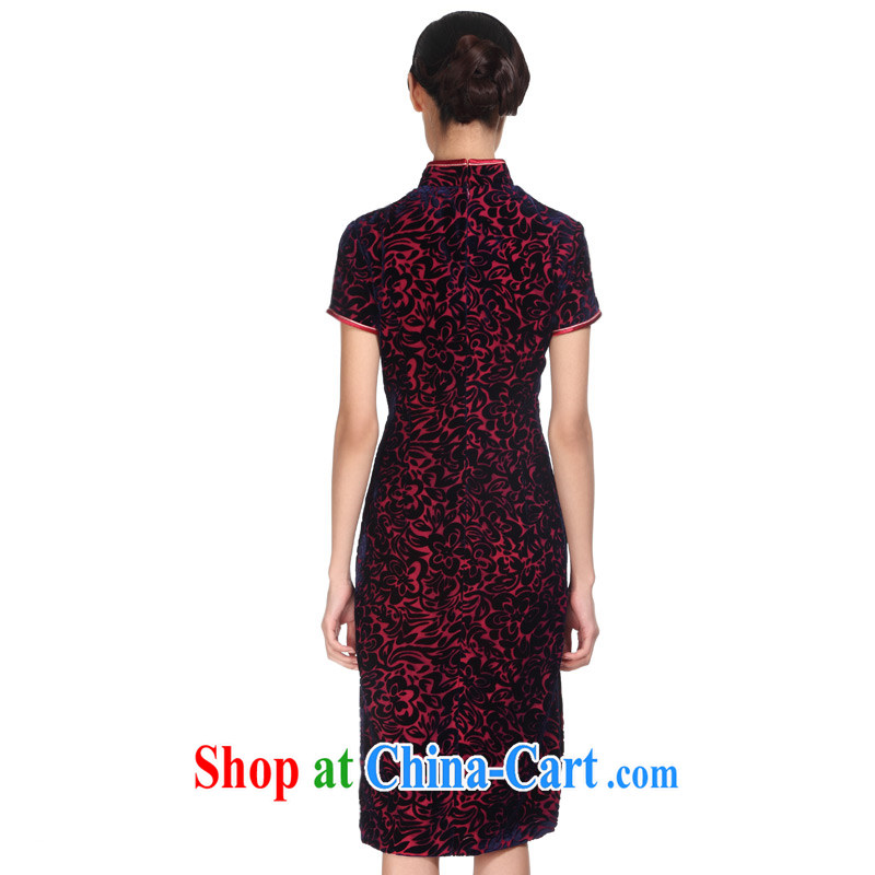 Wood is really a qipao 2015 spring new true velvet dress beauty improved cheongsam dress with her mother summer 11,543 16 deep purple XXXXL, wood really has, shopping on the Internet
