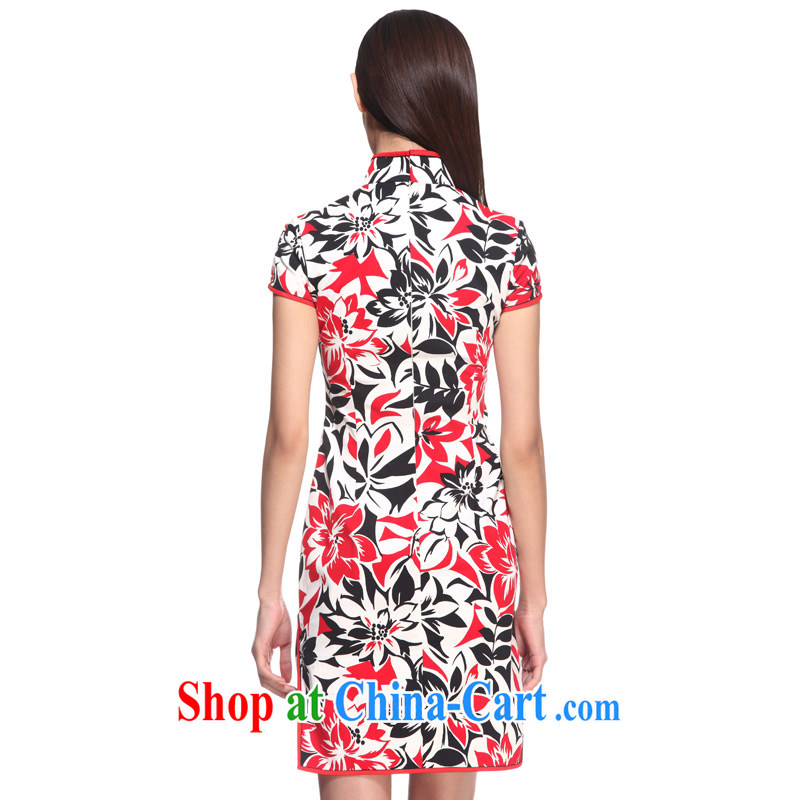 Wood is really an improved cheongsam dress summer 2015 new elegant floral cotton cheongsam dress girl 00,980 05 light red XXXL, wood really has, online shopping