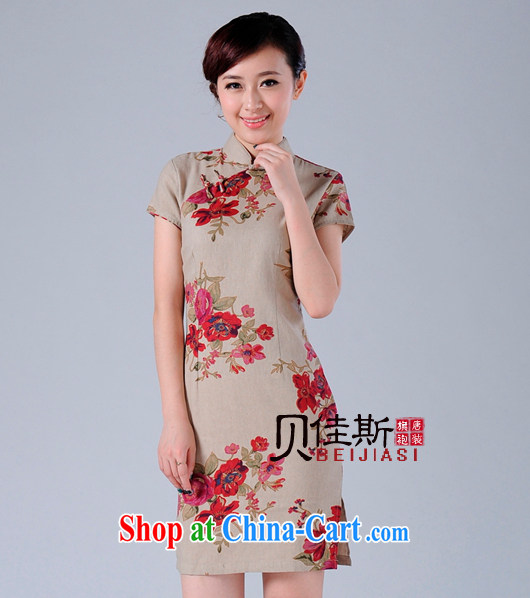 Kam-world the Hyatt summer new, mature lady lady sweet temperament the forklift truck improved summer new linen cotton the cheongsam retro China wind mom with short skirts a card its color XL pictures, price, brand platters! Elections are good character, the national distribution, so why buy now enjoy more preferential! Health