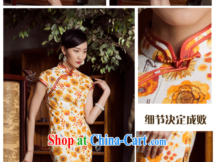 Princess spring and summer new spend, bilateral pure cotton, the edge Chinese qipao dress female yellow 3XL pictures, price, brand platters! Elections are good character, the national distribution, so why buy now enjoy more preferential! Health