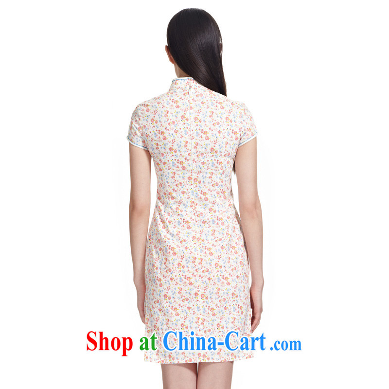 Wood is really the MOZEN summer 2015 new Chinese cotton small floral short cheongsam girls package mail 01,102 19 light pink XXXL, wood really was, online shopping