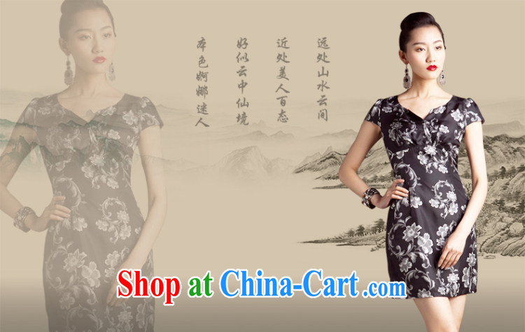 Huan Zhu Ge Ge 2014 spring and summer new ink the flower, upscale hot drill with round collar cheongsam dress dresses female black 4 XL pictures, price, brand platters! Elections are good character, the national distribution, so why buy now enjoy more preferential! Health