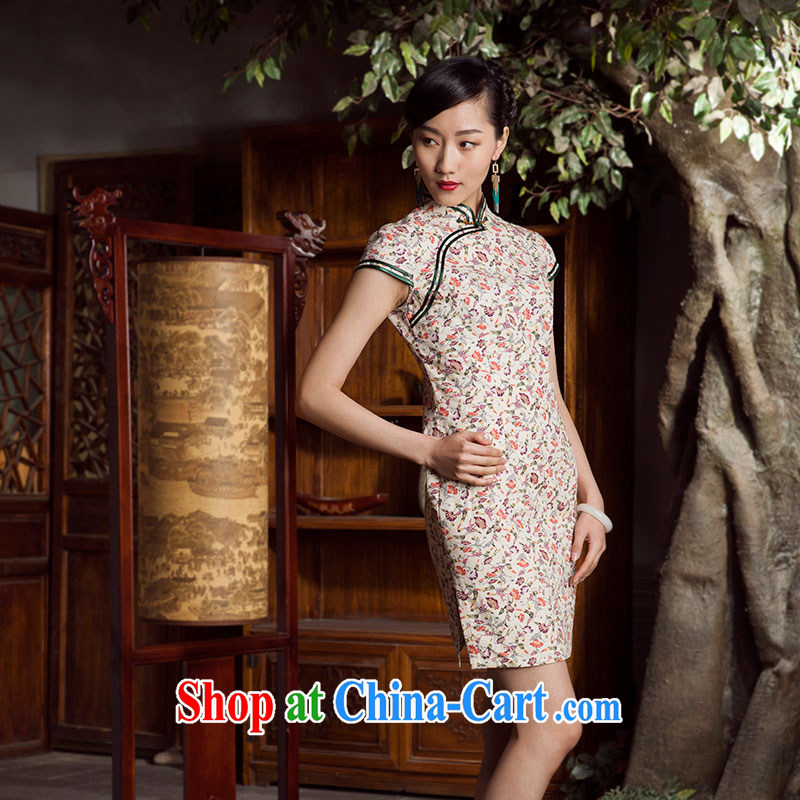 Huan Zhu Ge Ge 2014 spring and summer new, small floral, the bilateral cotton simple dresses dresses Female M yellow 3 XL, giggling, and shopping on the Internet