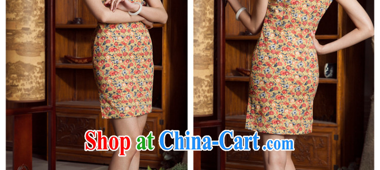Huan Zhu Ge Ge 2014 spring and summer new flowers, Chinese Antique cotton, the short cheongsam dress female yellow 3XL pictures, price, brand platters! Elections are good character, the national distribution, so why buy now enjoy more preferential! Health