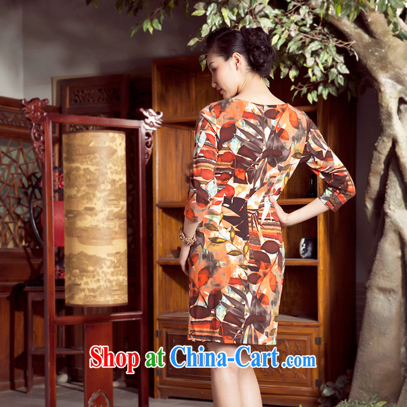 Huan Zhu Ge Ge 2014 spring and summer new recalled that autumn round-collar, long-sleeved 7 cuff cheongsam dress suits women 3 XL, giggling, and shopping on the Internet