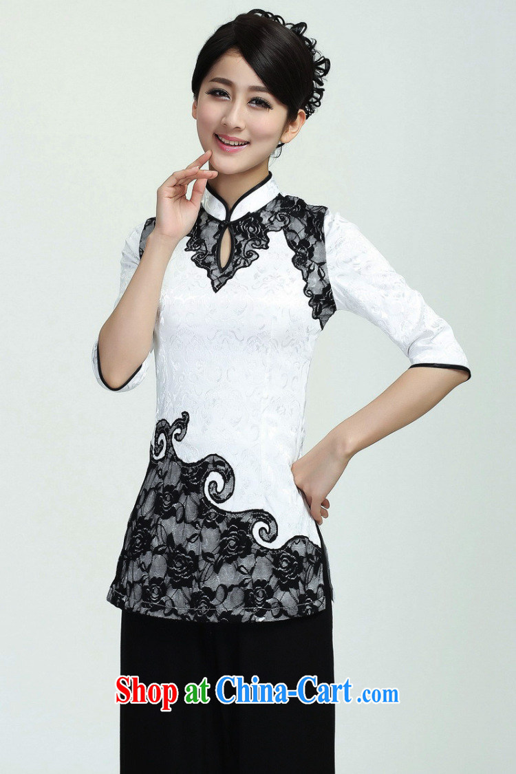 Allow Ms. Jing Tang Women's clothes summer T-shirt, collar lace Chinese Han-female improved Tang in 2371 cuff white 2XL (recommendations 130 - 140 jack) pictures, price, brand platters! Elections are good character, the national distribution, so why buy now enjoy more preferential! Health