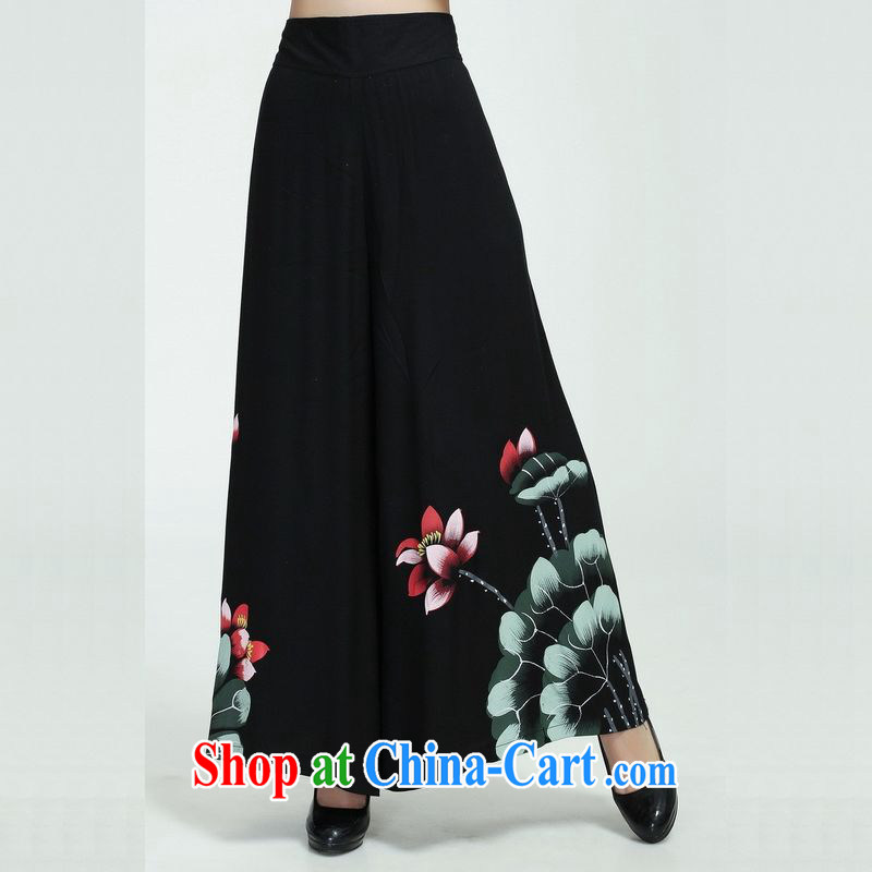 Floor is still building new spring and summer, the female stamp duty and comfortable 100 ground units the commission Wide Leg pants and skirts pants pants short pants - 1 black 2 XL, floor is still building, shopping on the Internet