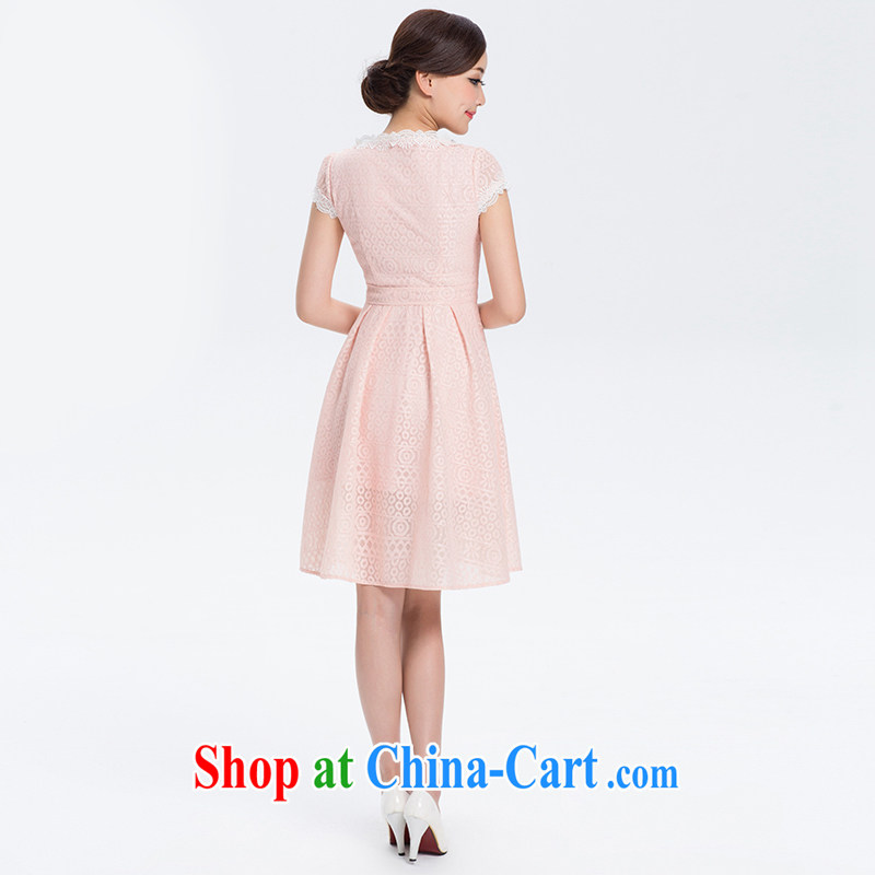 once and for all elections as soon as possible without wind Circle Dancing new lace short-sleeved summer women dress elegant and stylish beauty sweet pink XL, fatally jealous once and for all, and shopping on the Internet