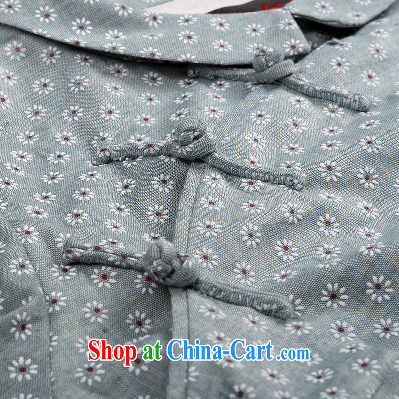 The proverbial hero once and for all as soon as possible reception will soon be 2015 spring and summer Chinese qipao, T-shirt pure cotton beauty antique Chinese lady blue 2 XL, fatally jealous once and for all, and, shopping on the Internet
