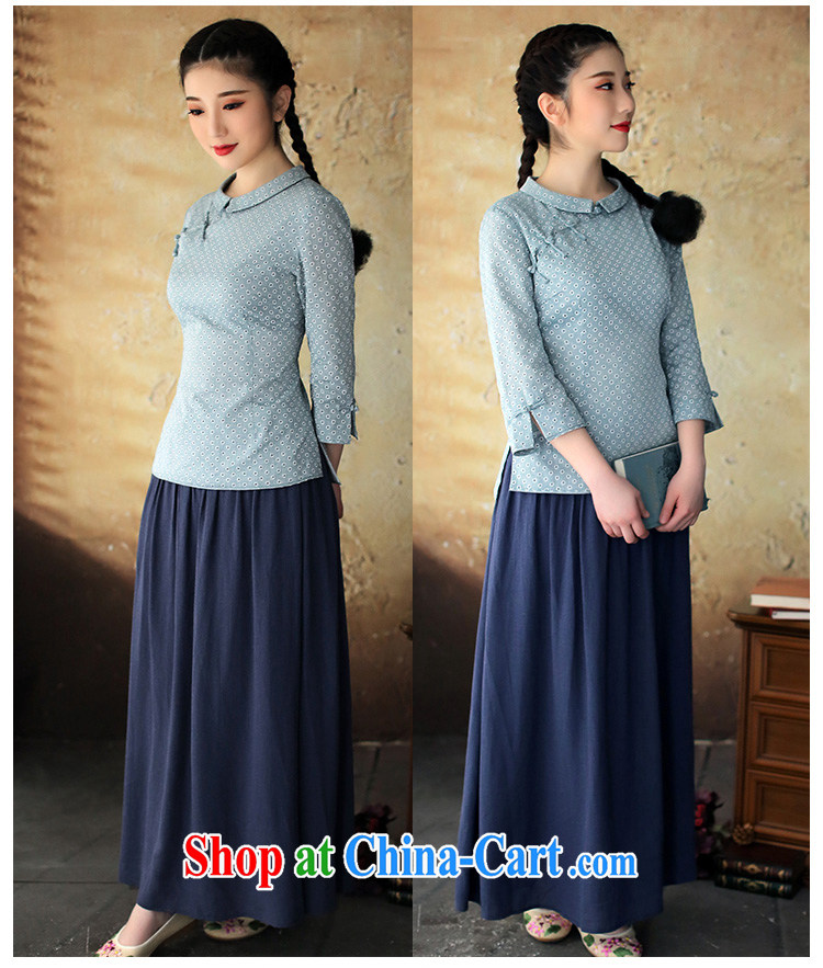 The proverbial hero once and for all as soon as possible reception will soon be 2015 spring and summer Chinese qipao, T-shirt pure cotton beauty antique Chinese female blue 2 XL pictures, price, brand platters! Elections are good character, the national distribution, so why buy now enjoy more preferential! Health
