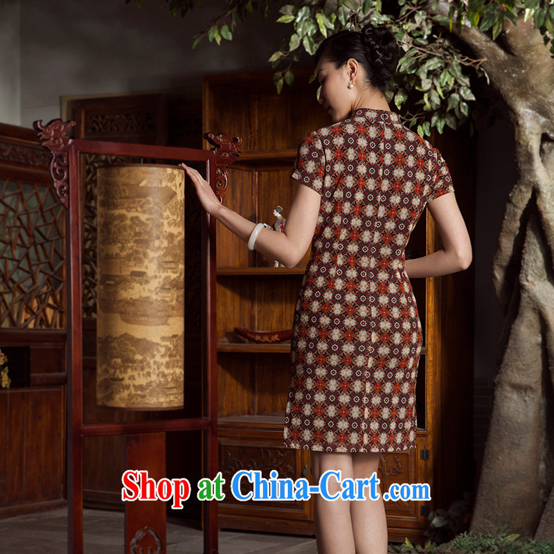 Huan Zhu Ge Ge spring and summer new, small floral fashion improved temperament mother cheongsam dress female card its color 4 XL, giggling, and shopping on the Internet