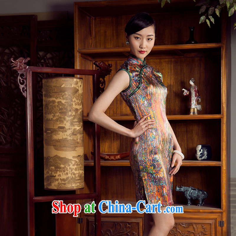 Princess spring and summer new sauna silk painting color paintings short cheongsam color 5 XL, giggling, shopping on the Internet
