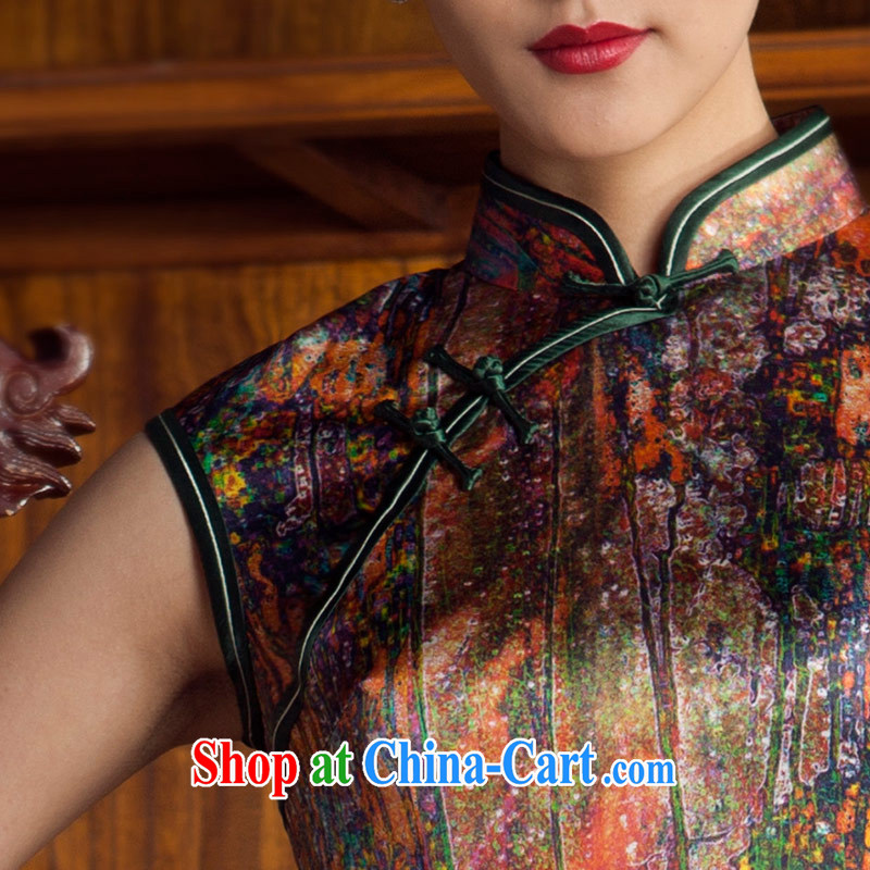 Princess spring and summer new sauna silk painting color paintings short cheongsam color 5 XL, giggling, shopping on the Internet