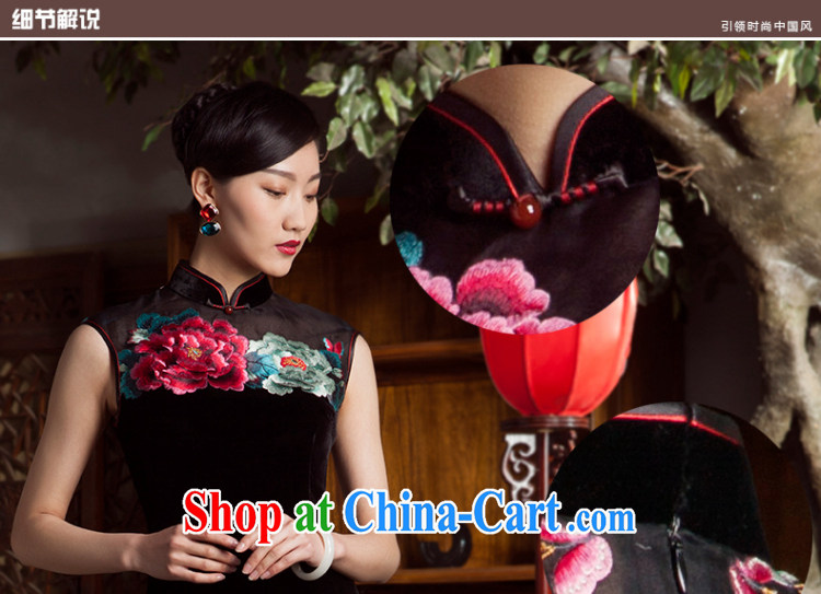 Princess spring and summer new upscale embroidered Peony sauna Silk Velvet short cheongsam black 4XL pictures, price, brand platters! Elections are good character, the national distribution, so why buy now enjoy more preferential! Health
