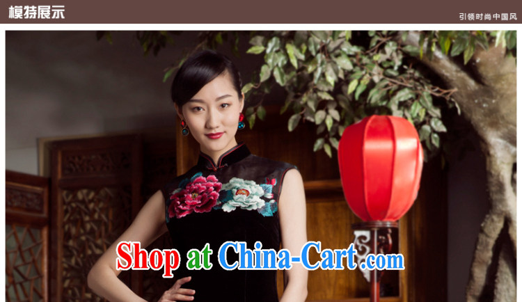 Princess spring and summer new upscale embroidered Peony sauna Silk Velvet short cheongsam black 4XL pictures, price, brand platters! Elections are good character, the national distribution, so why buy now enjoy more preferential! Health