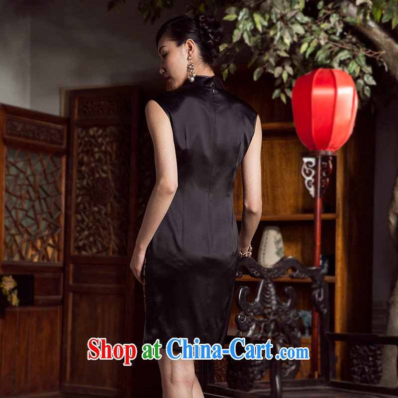Princess spring and summer new sauna silk hood yarn-soo-bong and noble atmosphere cheongsam dress black 5 XL, giggling, and shopping on the Internet