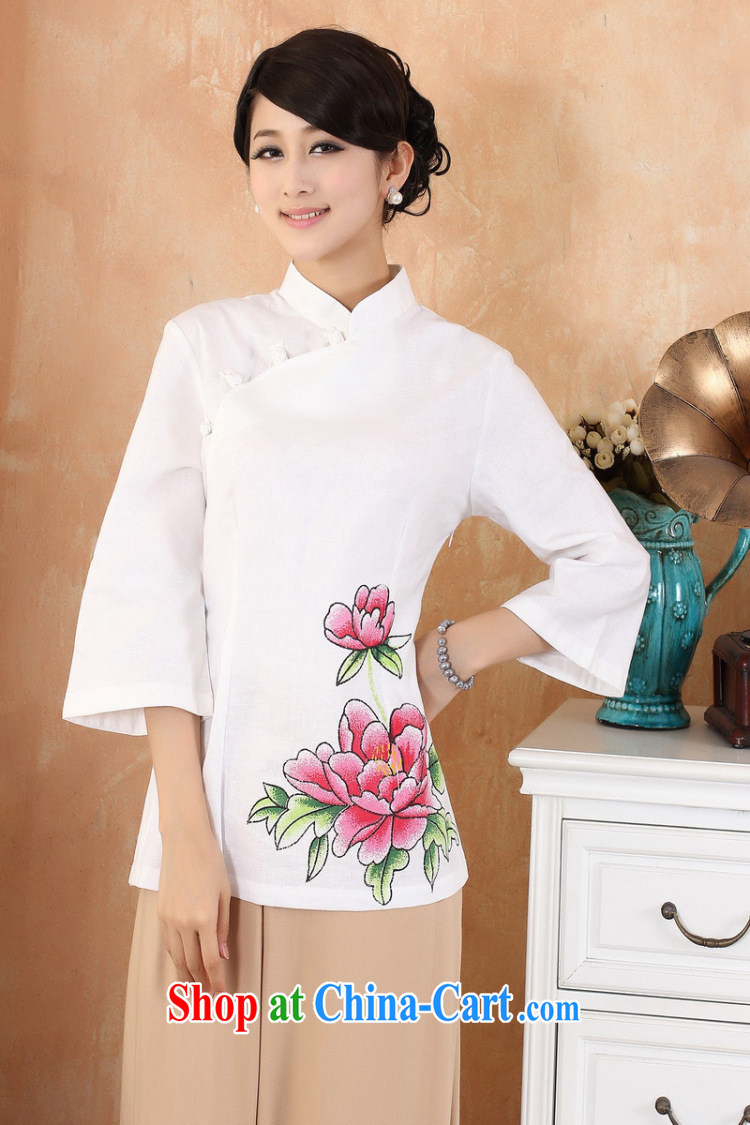 Allow Ms. Jing Tang Women's clothes summer T-shirt and collar snaps cotton the hand-painted Chinese Han-female improved Chinese short-sleeved 2381 - 1 sky blue 3 XL (150 - 160 ) jack pictures, price, brand platters! Elections are good character, the national distribution, so why buy now enjoy more preferential! Health