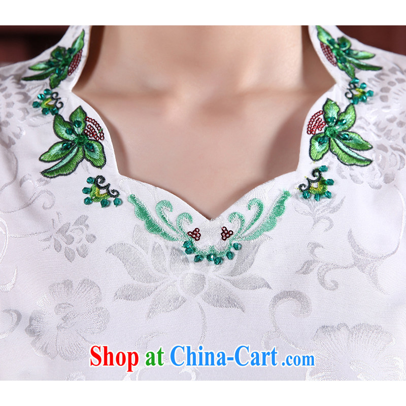 Early Morning, 2015 new summer fashion improved retro short cheongsam dress with short daily HD, 564,114 green L, morning land, shopping on the Internet
