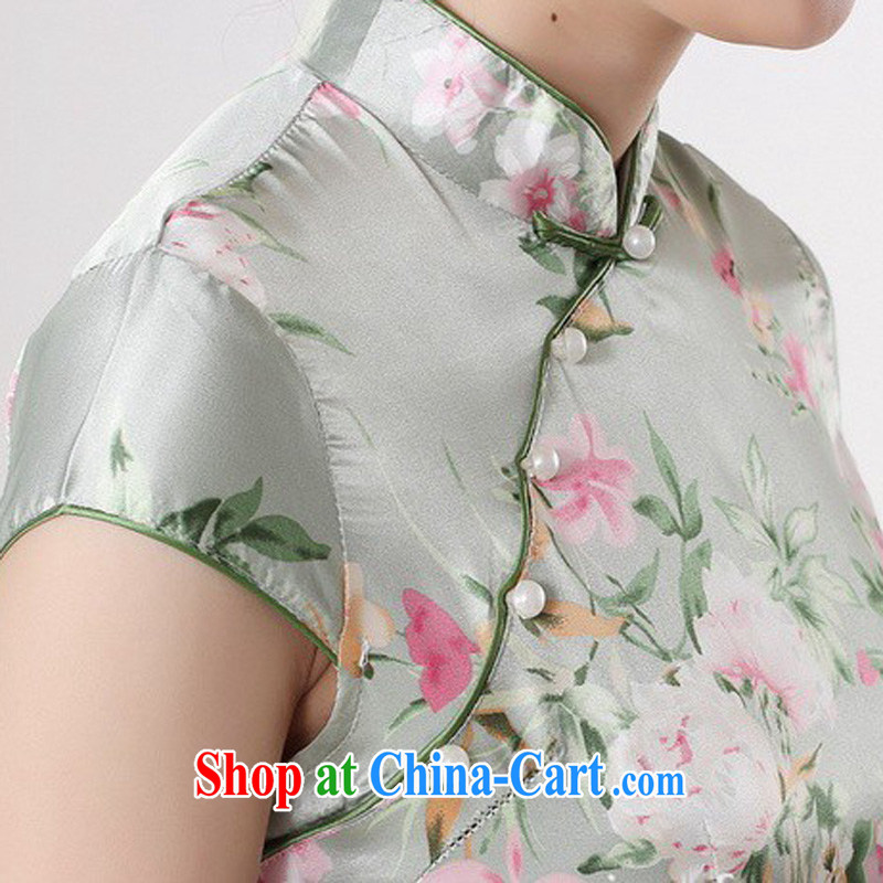 Cheng Kejie, Wiesbaden, 2015 New National wind retro a flap stamp Chinese cheongsam dress female LJ 5133 green XXL, Jessup, and shopping on the Internet