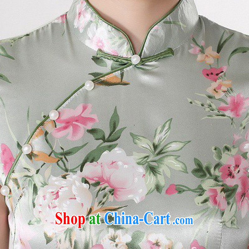 Cheng Kejie, Wiesbaden, 2015 New National wind retro a flap stamp Chinese cheongsam dress female LJ 5133 green XXL, Jessup, and shopping on the Internet