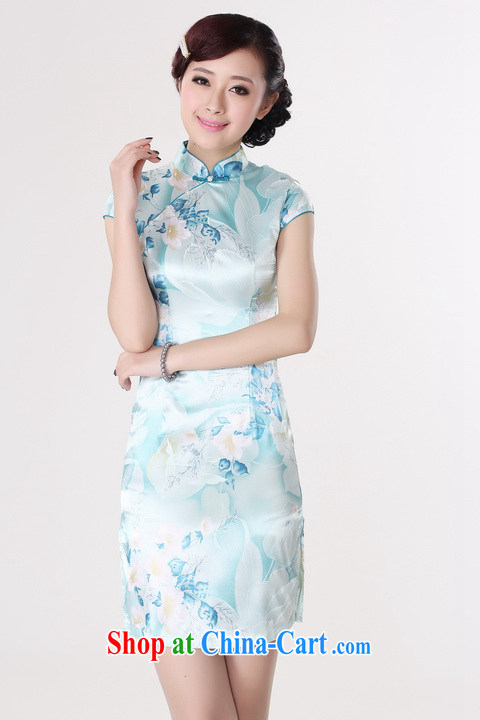 Jessup, new stylish and improved female with a neck stamp short sleeve cheongsam dress female LJ 5132 light blue XL pictures, price, brand platters! Elections are good character, the national distribution, so why buy now enjoy more preferential! Health