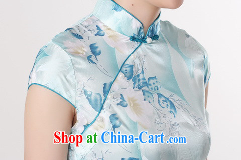 Jessup, new stylish and improved female with a neck stamp short sleeve cheongsam dress female LJ 5132 light blue XL pictures, price, brand platters! Elections are good character, the national distribution, so why buy now enjoy more preferential! Health