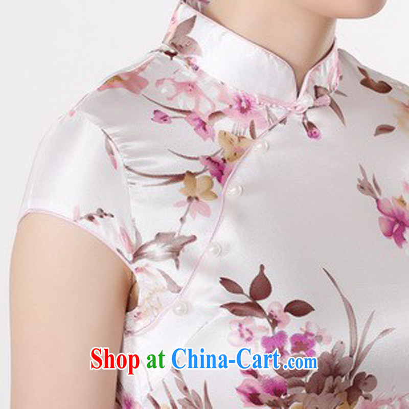 Jessup, new, improved, for retro stamp short-sleeve cheongsam Chinese dresses female LJ 5134 white L, Jessup, and, on-line shopping