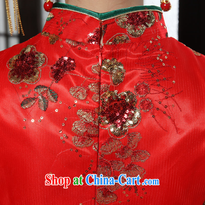 The angels, according to 2015 new summer Chinese qipao dress red short embroidery antique bridal with improved wedding dresses larger bows. Red female Red XXL, Tslyzm, shopping on the Internet