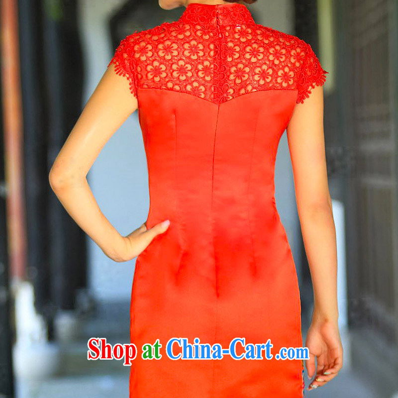 2015 new dresses lace Phoenix cheongsam short bag shoulder cheongsam Stylish retro dresses 109 L, the bride, shopping on the Internet