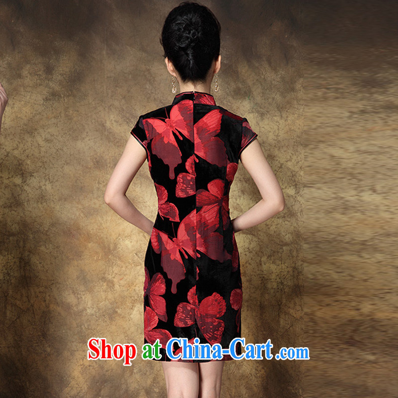 * 7 according to 2014 summer new female gold velour short improved retro burn a qipao stamp beauty dresses picture color 3XL, star 7 (XINGQIYI), on-line shopping