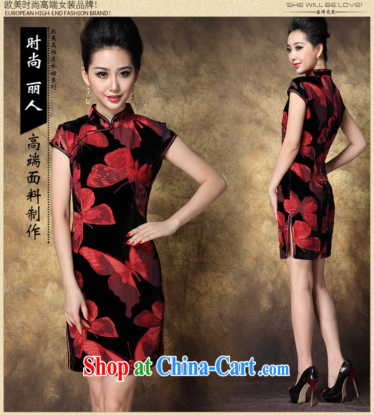 * 7 to 2014 summer new female gold velour short improved retro burn a qipao stamp beauty dresses picture color 3XL pictures, price, brand platters! Elections are good character, the national distribution, so why buy now enjoy more preferential! Health