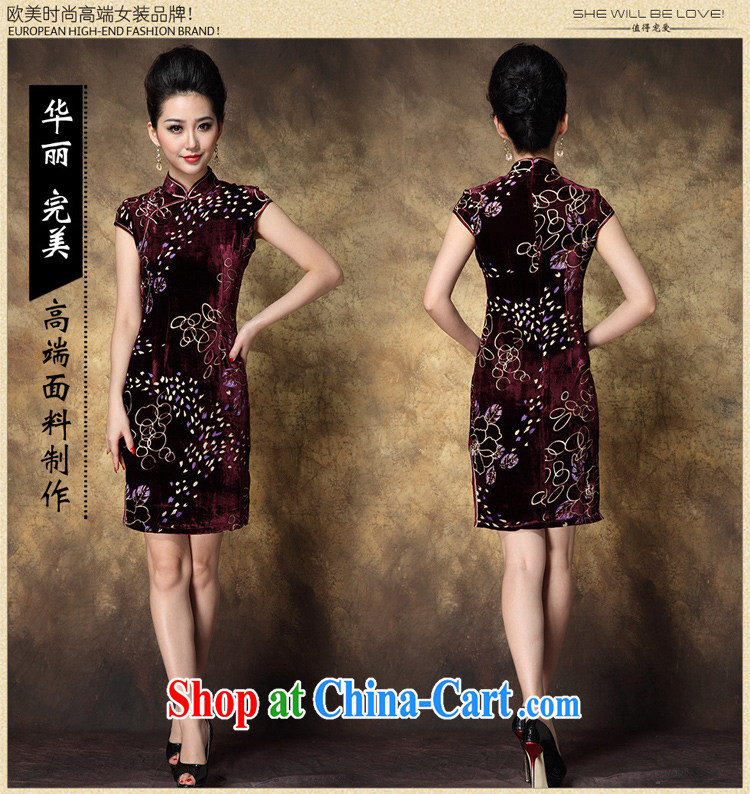 * 7 according to 2014 summer new female gold velour short improved retro the forklift truck burned flower cheongsam stamp beauty dresses picture color 3XL pictures, price, brand platters! Elections are good character, the national distribution, so why buy now enjoy more preferential! Health