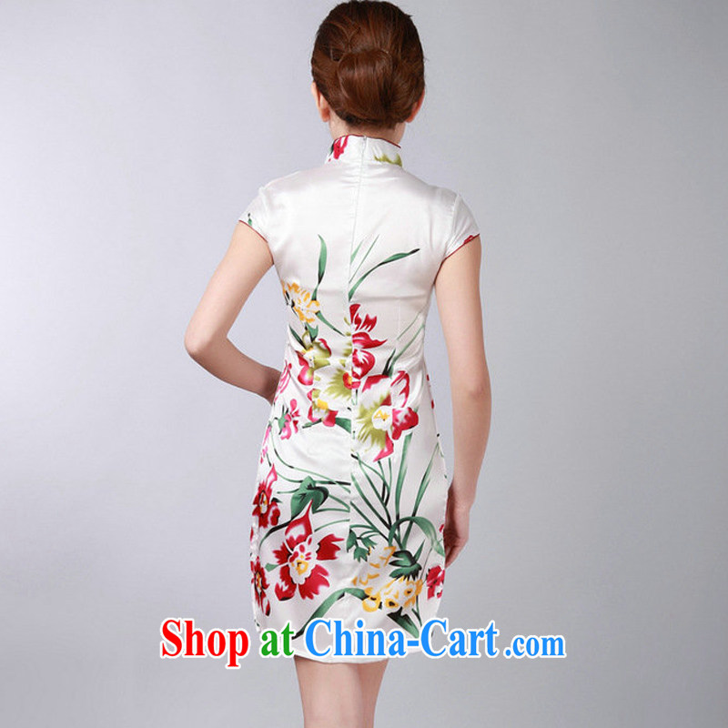Jack Plug, new, improved, for summer beauty stamp duty short-sleeved dresses cheongsam Chinese TD 0181 white XXL, Jessup, and shopping on the Internet