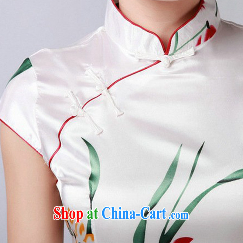 Jack Plug, new, improved, for summer beauty stamp duty short-sleeved dresses cheongsam Chinese TD 0181 white XXL, Jessup, and shopping on the Internet