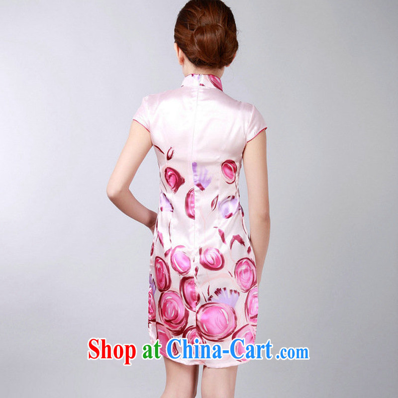 Jessup, new retro improved, for manual for summer short-sleeved dresses cheongsam Chinese TD 0182 #pink XXL, Jessup, and shopping on the Internet