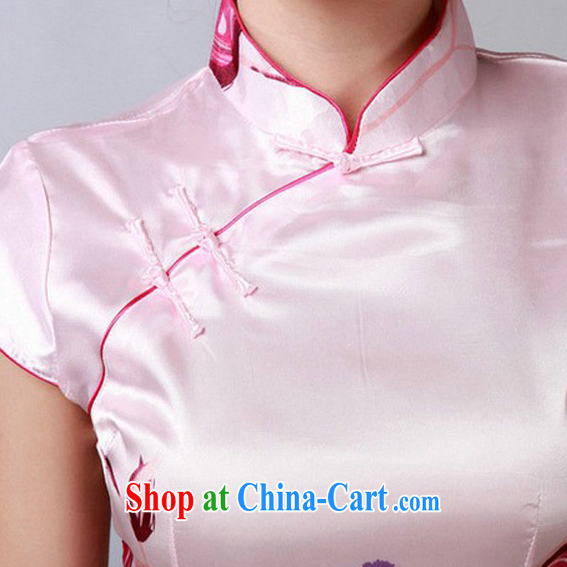 Jessup, new retro improved, for manual for summer short-sleeved dresses cheongsam Chinese TD 0182 #pink XXL, Jessup, and shopping on the Internet