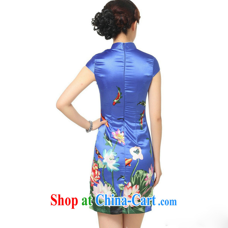 Jessup, summer new, improved retro Ethnic Wind, short-sleeved dresses cheongsam Chinese TD 0183 #PO blue XXL, Jessup, and, on-line shopping