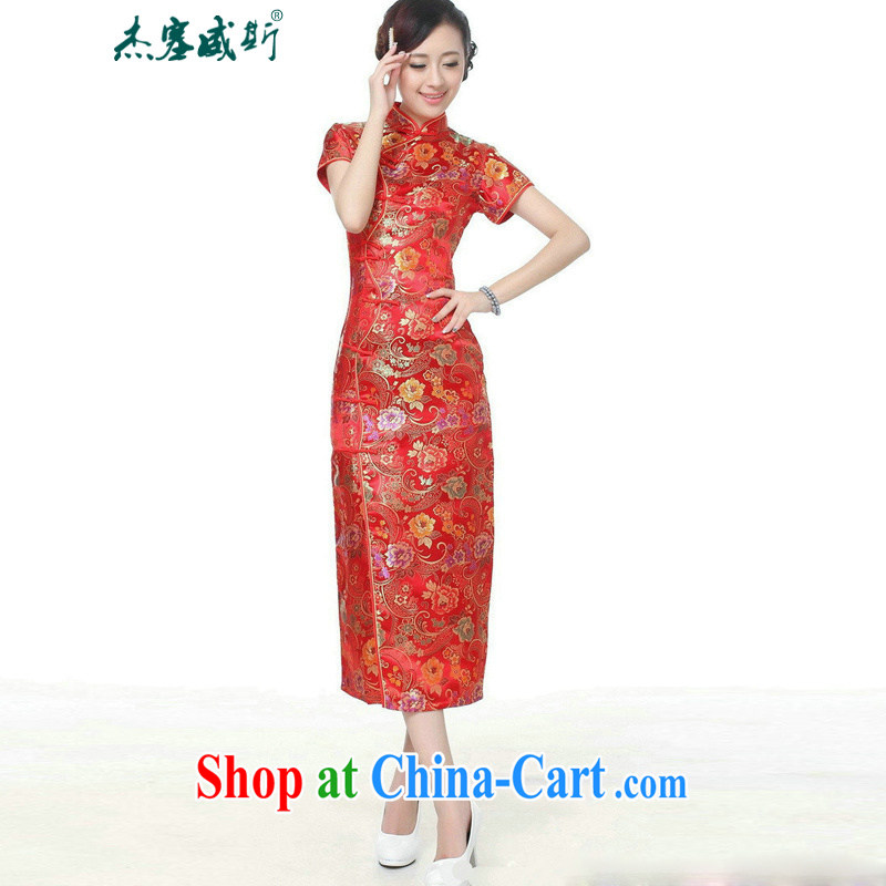Jessup, new, improved, for manually 10 tablets for short-sleeved long dress, long cheongsam Chinese TC 0001 #red XXXL, Jessup, and shopping on the Internet
