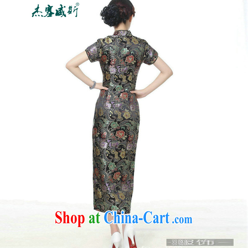 Jessup, new retro Ethnic Wind improved 10 tablets for short-sleeved, for long dresses cheongsam Chinese TJ 0024 #black XXXL, Jessup, and shopping on the Internet