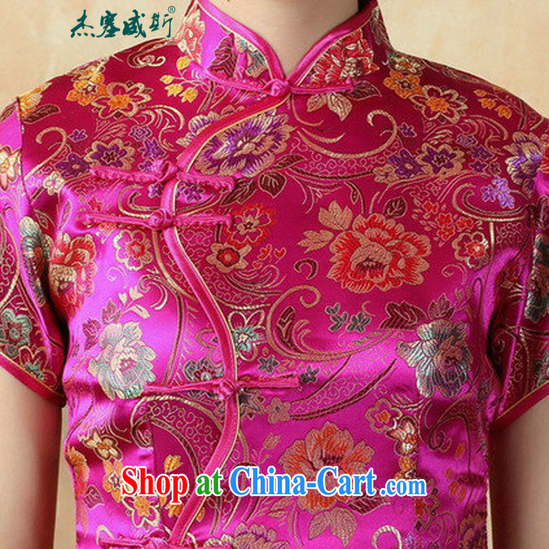Jessup, new retro Ethnic Wind improved 10 tablets for short-sleeves and collar long dresses cheongsam Chinese TJ 0025 # of red XXXL, Jessup, and shopping on the Internet