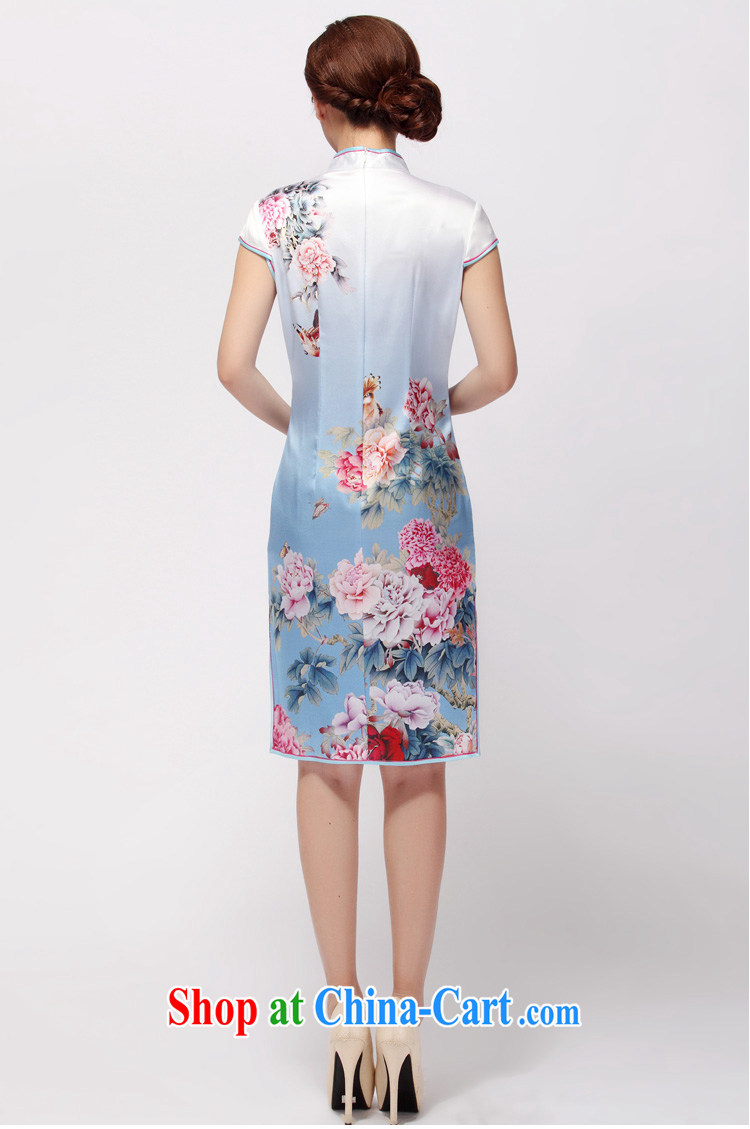Silk Dresses summer skirt high improved wedding banquet Tang Women's clothes C 1108 light blue XXL pictures, price, brand platters! Elections are good character, the national distribution, so why buy now enjoy more preferential! Health